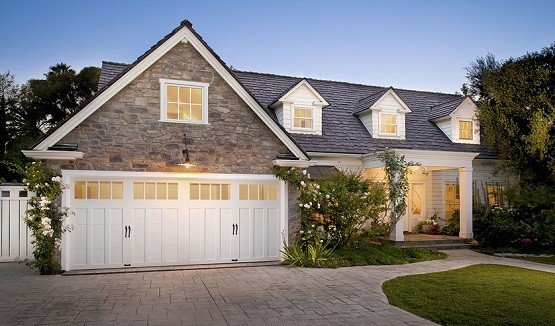 Garage door for residential use featuring Carriage House design